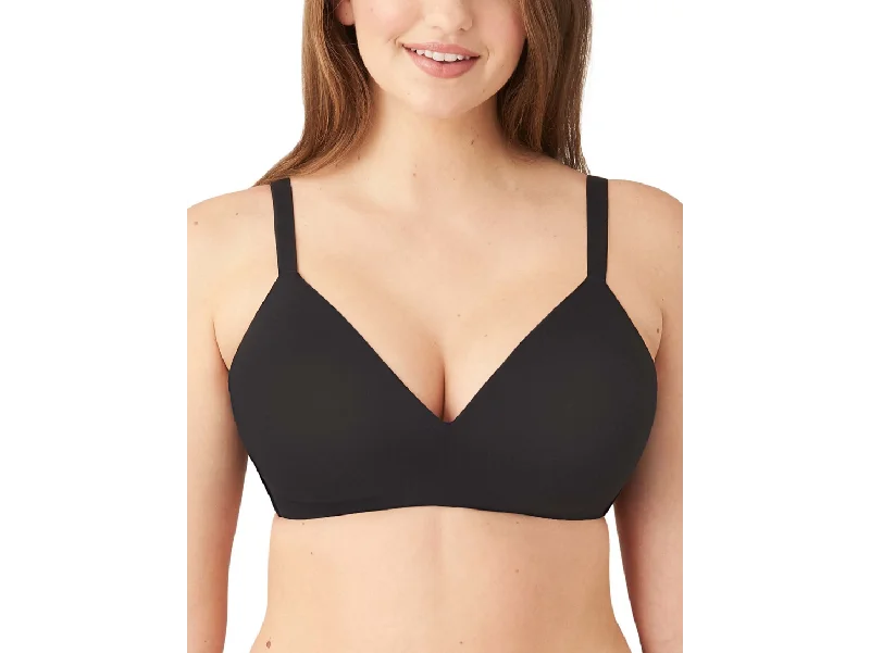 How Perfect Wire Free T-Shirt Bra in Black Mesh Blend Leather Blend Suede Blend