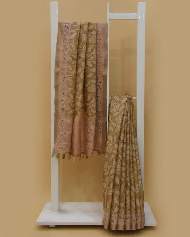 Pastel Green Silk Blend Printed With Embroidery Saree With Silk Blend Embroidered Blouse Vintage Lace Blouse Pastel Green Silk Blend Printed With Embroidery Saree With Silk Blend Embroidered Blouse Vintage Lace Blouse