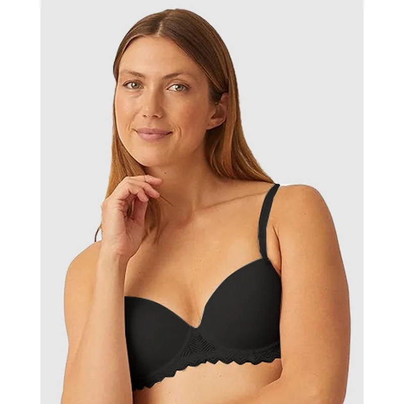 Seamless Padded Underwire T-Shirt Bra With Lace Solid Print Embellished