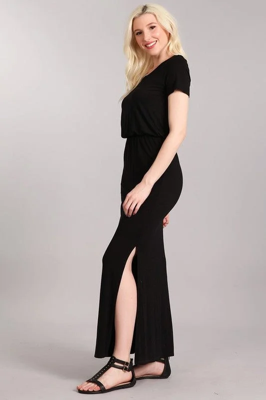 Chatoyant Casual Maxi Dress  Heather Black Classic Black Maxi Dress