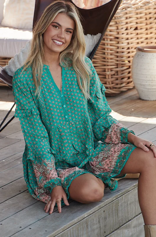 Alexis Mini Dress - Aqua Cozy Satin Mini Dress