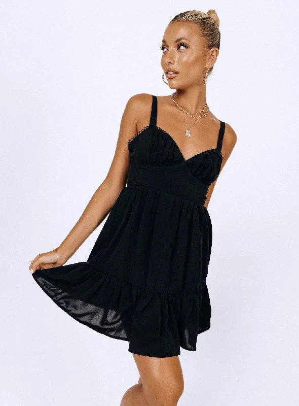 Arialena Mini Dress Black Casual Button-Up Mini Dress