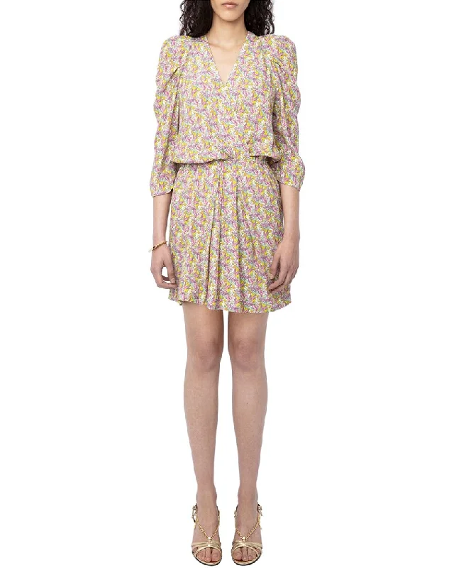 Zadig & Voltaire Ruz Crepe Liberty Wings Mini Dress Fashionable Pleated Mini Dress