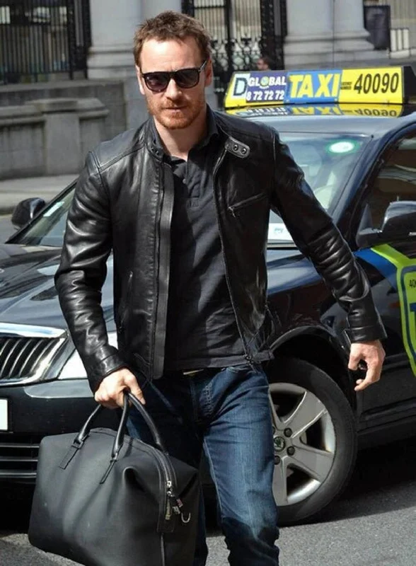 Black Michael Fassbender Leather Jacket For Men | Men Celebrity Jacket Front Pockets Side Pockets Patch Pockets Black Michael Fassbender Leather Jacket For Men | Men Celebrity Jacket Front Pockets Side Pockets Patch Pockets