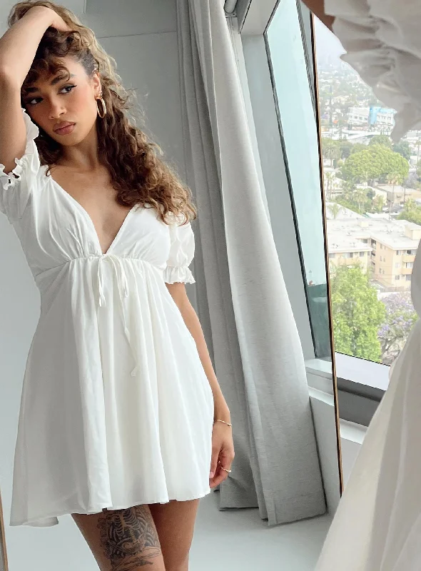 Blissful Mini Dress White Trendy Tie-Dye Mini Dress