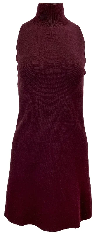 Courrèges Jacquard Interlock Mini Dress in Burgundy Elegant Mini Dress with Ruffles