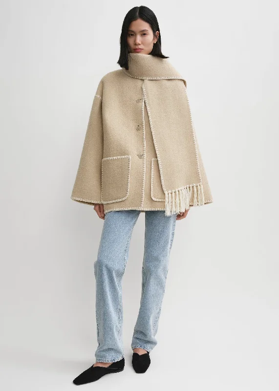 Embroidered scarf jacket harvest Insulated Jacket Fitted Jacket Loose Jacket
