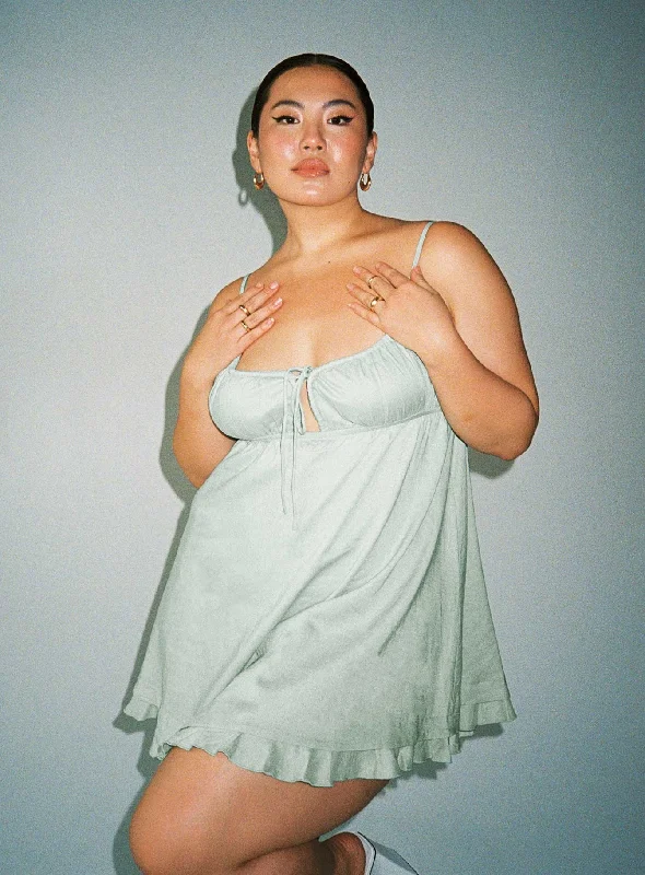 Empress Of Love Mini Dress Sage Curve Fashionable Polka Dot Mini Dress
