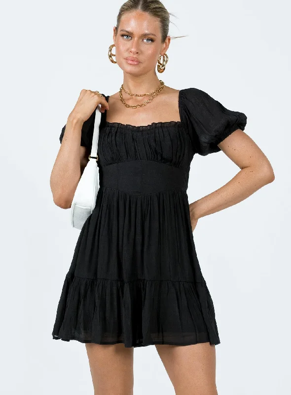 Ethan Mini Dress Black Stylish Puff Sleeve Mini Dress