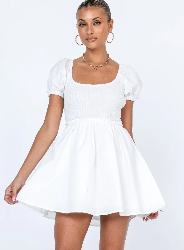 Everyday Sunshine Mini Dress White Trendy Button-Detail Mini Dress