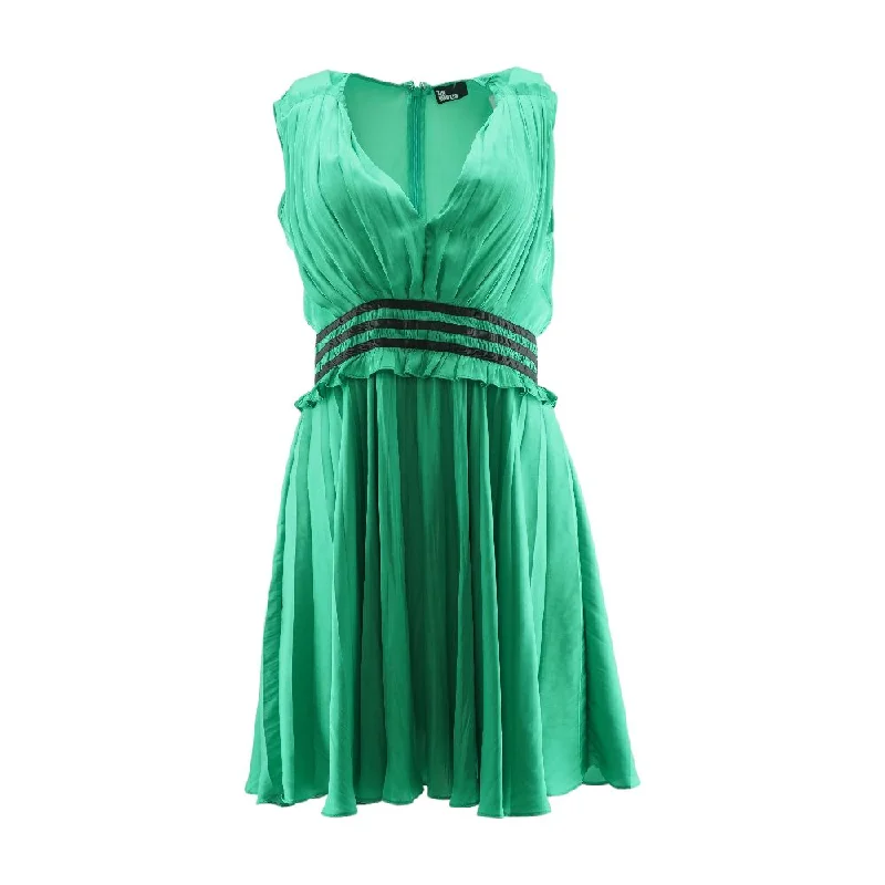 Green Striped Mini Dress Casual High-Waist Mini Dress