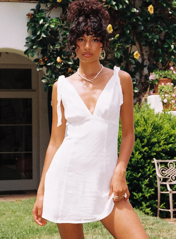Island Time Mini Dress White Stylish Short-Sleeve Mini Dress
