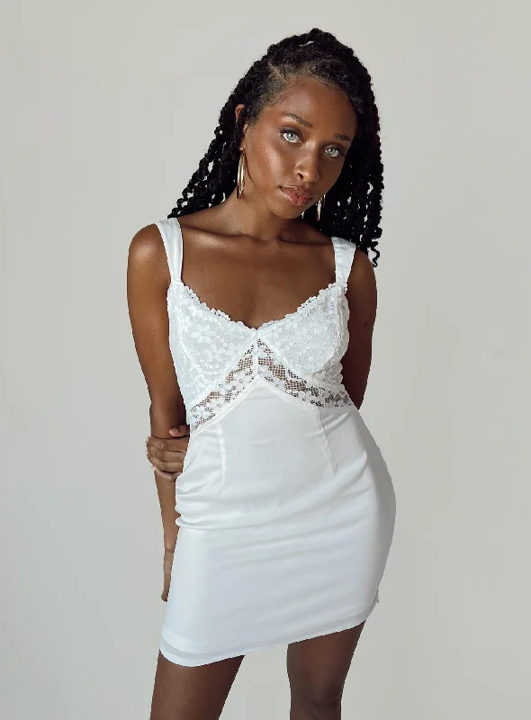 Jeroma Mini Dress White Trendy Button-Detail Mini Dress