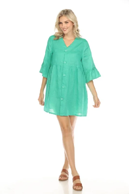 Johnny Was Calme Linen Button-Down Mini Dress O31112 * Comfortable Bodycon Mini Dress