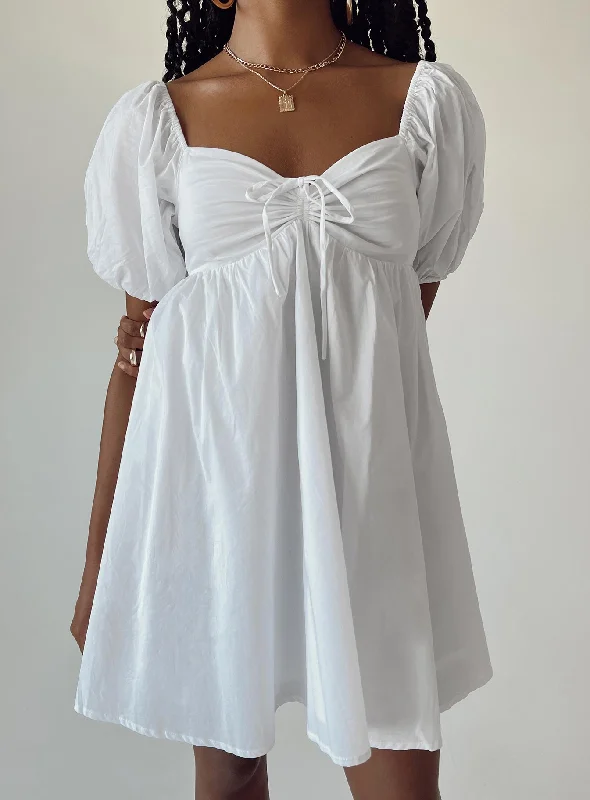 Lillien Mini Dress White Trendy Denim Mini Dress
