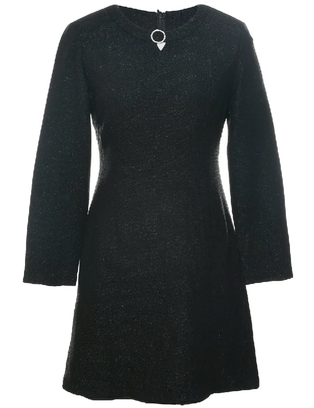 Lurex Thread Pattern MIni Dress - S Fashionable Mini Dress with Pockets