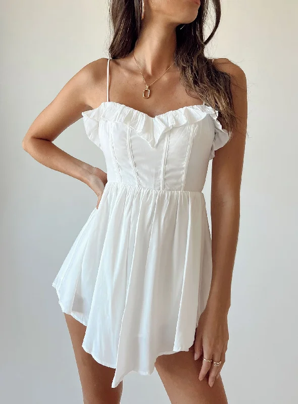 Marianne Mini Dress White Chic Tropical Mini Dress