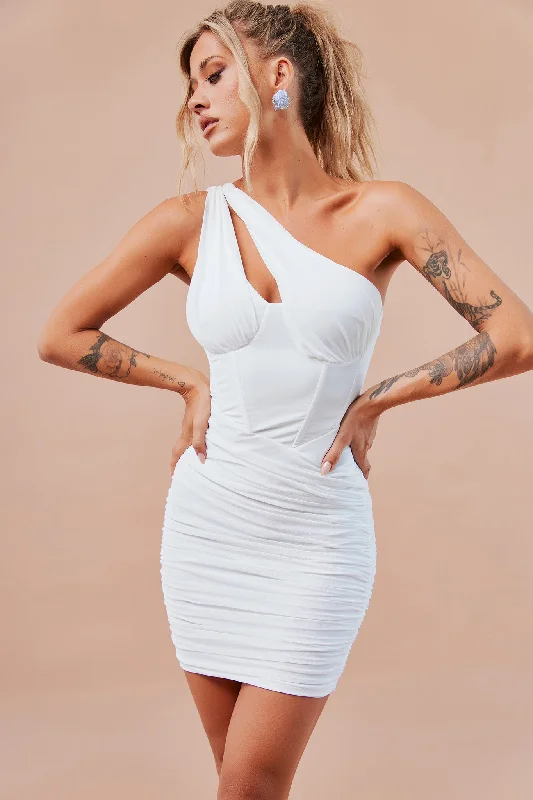 Miami Heat Mini Dress - White Trendy Lace Mini Dress