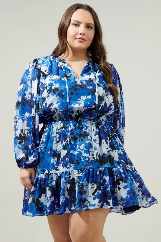 Moonflower Paxton Balloon Sleeve Mini Dress Curve Chic Pleated Mini Dress