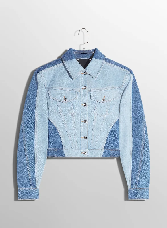 bi-tone blue denim jacket Bomber Jacket Anorak Windbreaker