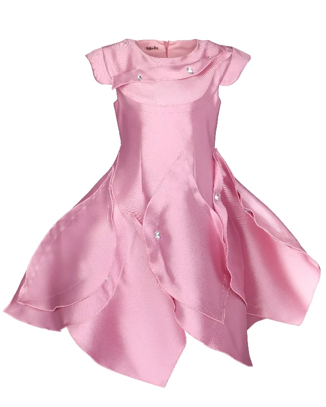 NIKOLIA "Beautiful Madness" Divine Taffeta Petal Dress in Mauve