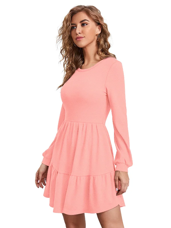 Odette Peach Skater Knit Fabric Dress For Women