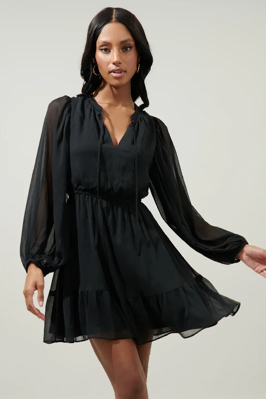 Paxton Balloon Sleeve Mini Dress Fashionable Mini Dress with Pockets