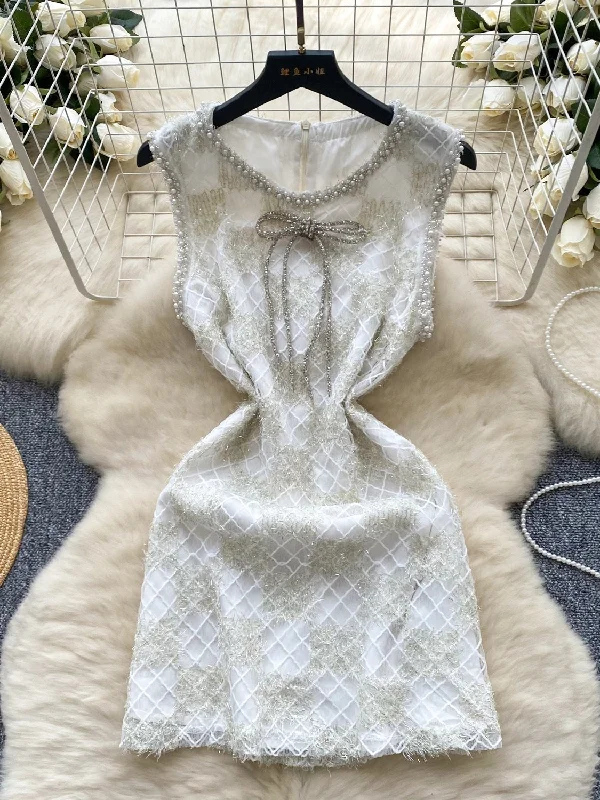 Pearl-Embellished Bow Mini Dress Classic Floral Mini Dress