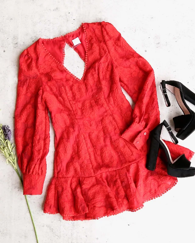 Red Hot Floral Lace Crochet Puff Long Sleeve Backless Mini Dress with Ruffle Hem in Red Cozy Ruched Mini Dress Red Hot Floral Lace Crochet Puff Long Sleeve Backless Mini Dress with Ruffle Hem in Red Cozy Ruched Mini Dress