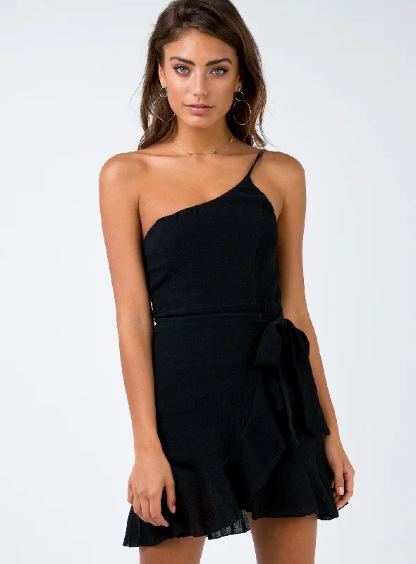 Reggie Mini Dress Black Trendy Denim Mini Dress