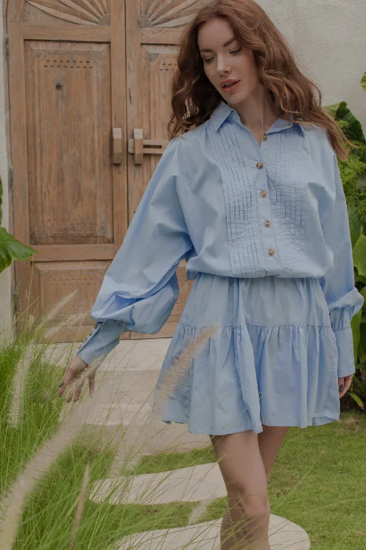 Rocky Ella Cotton Mini Dress (Sale) Elegant Mini Dress with Pleats
