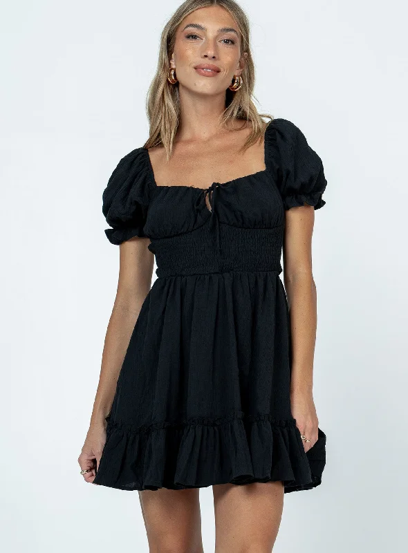 Starley Mini Dress Black Casual V-Neck Mini Dress