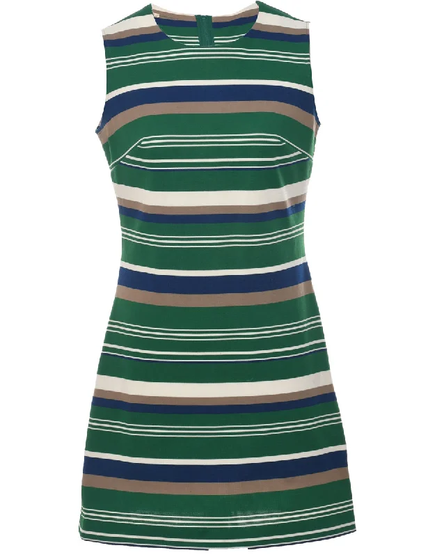 Striped Mini Dress - S Stylish Plaid Mini Dress