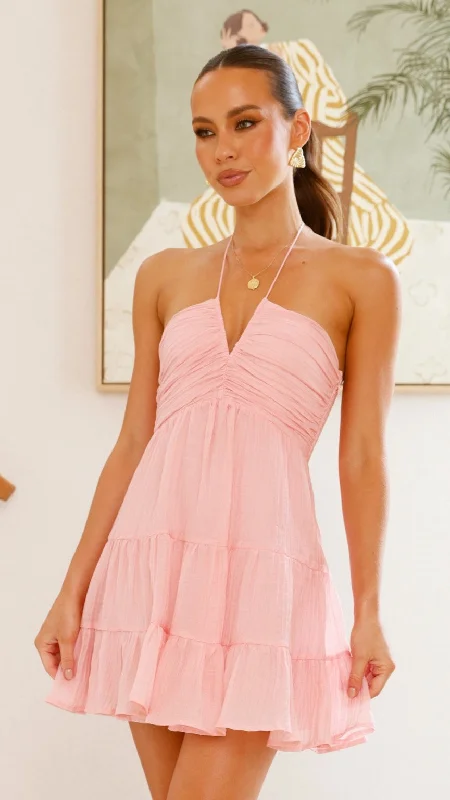 Taffeta Mini Dress - Pink Elegant Tulle Mini Dress