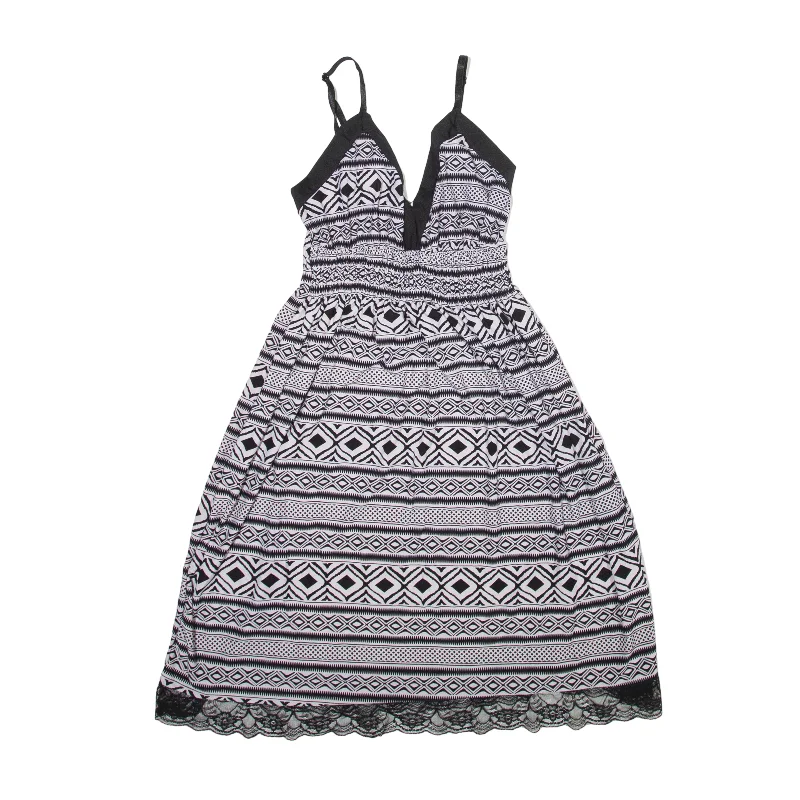 THALASSA Y2K Mini Dress White Crazy Pattern Sleeveless Short Womens UK 4 Cozy Jersey Mini Dress