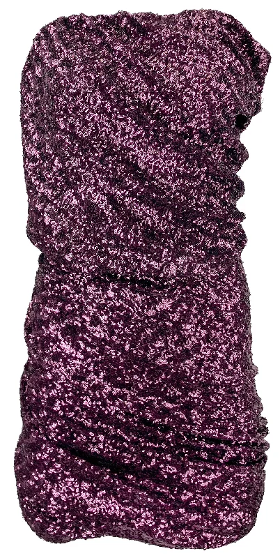 The Attico Eita Mini Dress in Aubergine Casual V-Neck Mini Dress