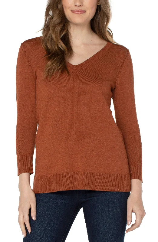 3/4 Sleeve Sweater Stretchy Elastic Breathable