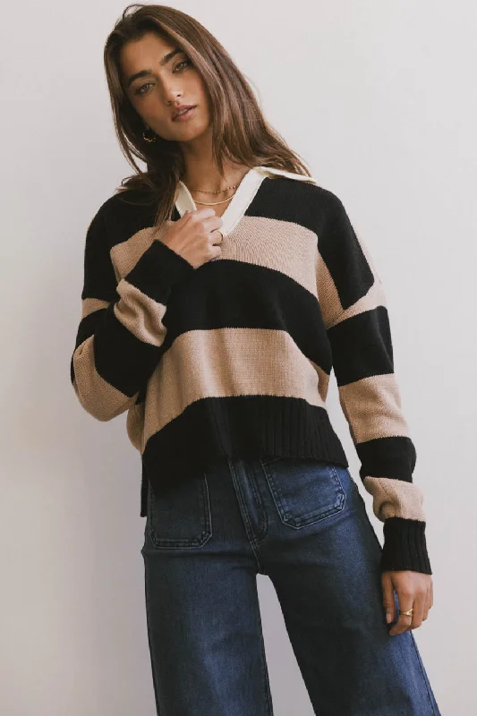 Akari Striped Sweater in Camel Stylish Fashionable Trendy