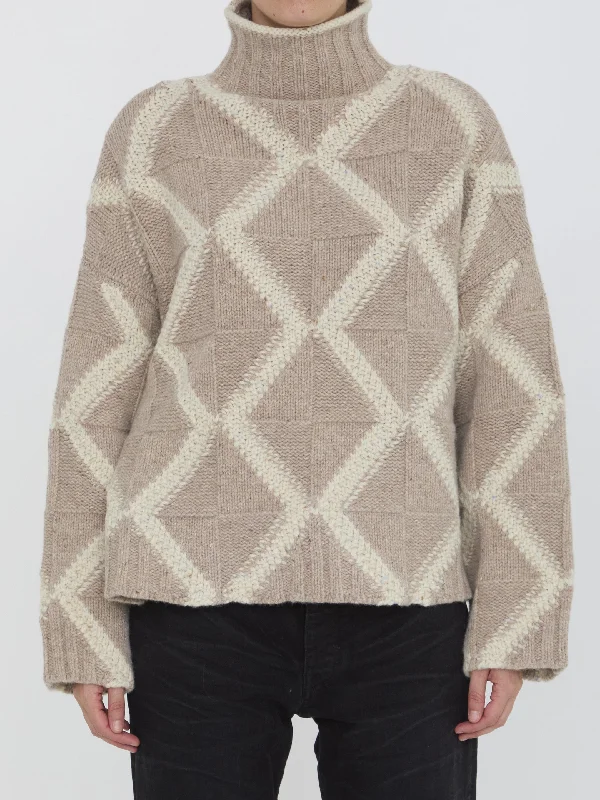 Argyle Intarsia Sweater Houndstooth Herringbone Solid