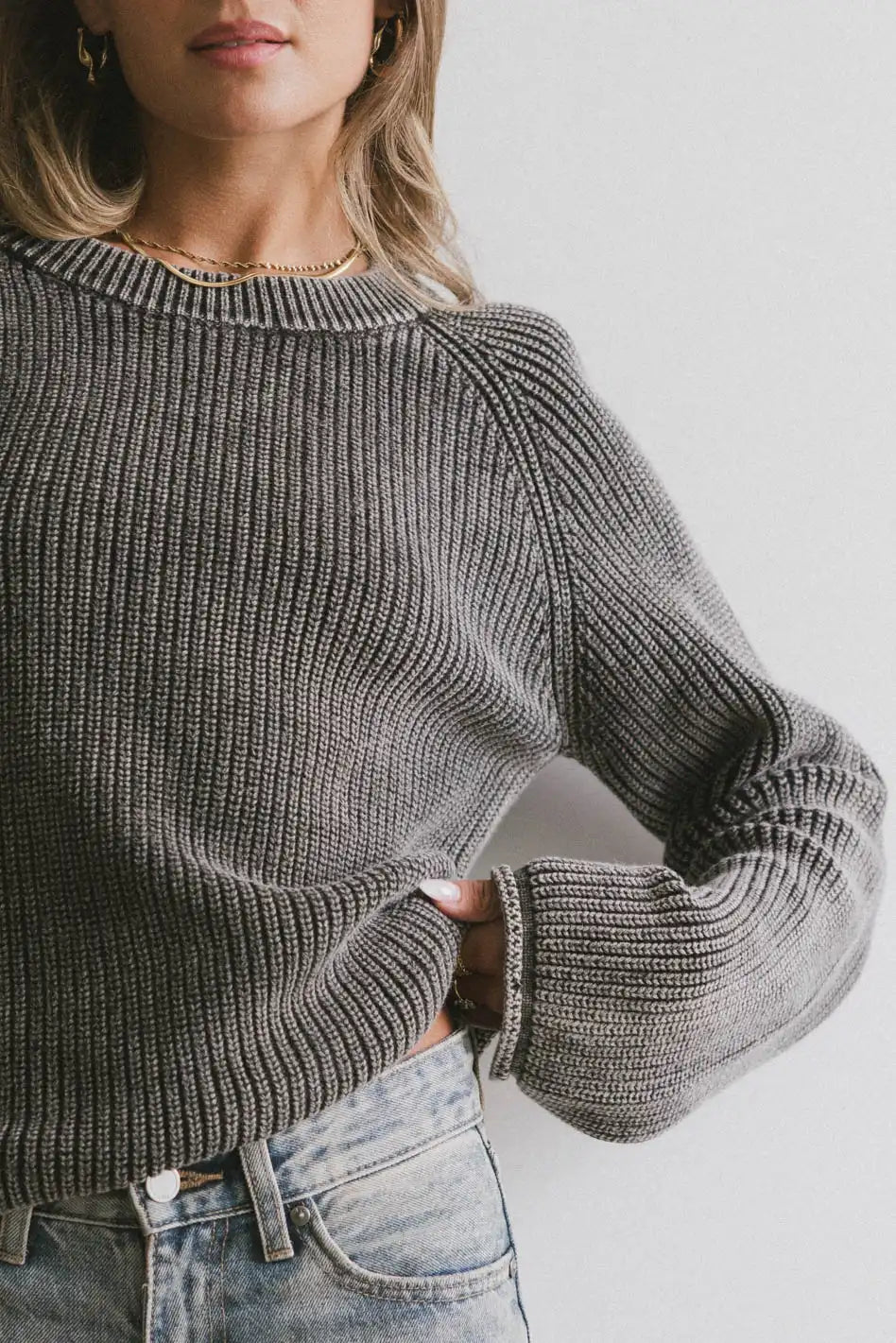 Aveline Knit Sweater in Black Neon Metallic Matte