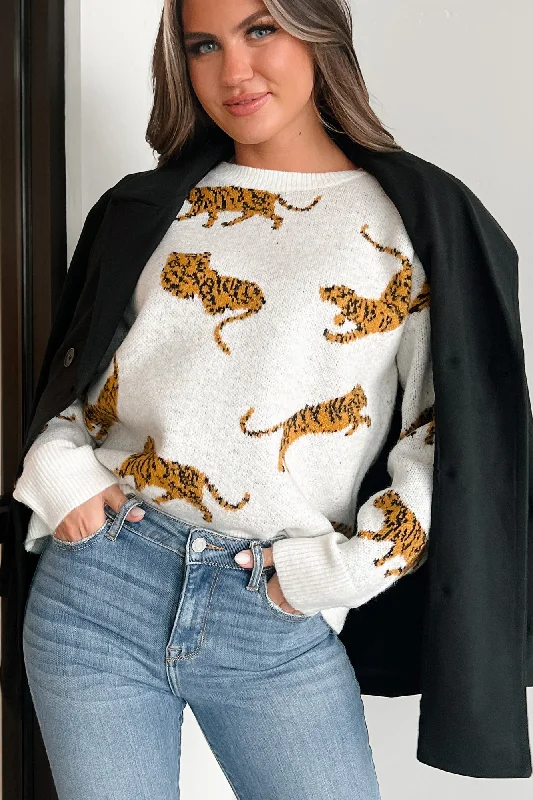 Bad Cattitude Tiger Print Sweater (Ivory) Rayon Fabric Velvet Fabric Corduroy Fabric Bad Cattitude Tiger Print Sweater (Ivory) Rayon Fabric Velvet Fabric Corduroy Fabric