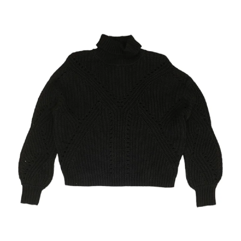 Black Solid Turtleneck Sweater Stylish Fashionable Trendy
