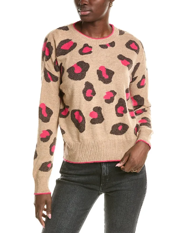 Brodie Cashmere Wool & Cashmere-Blend Intarsia Leopard Jumper Elegant Classic Vintage
