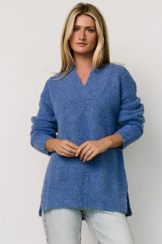 Calgary Oversized Sweater | Blue Spandex Blend Rayon Blend Denim Blend