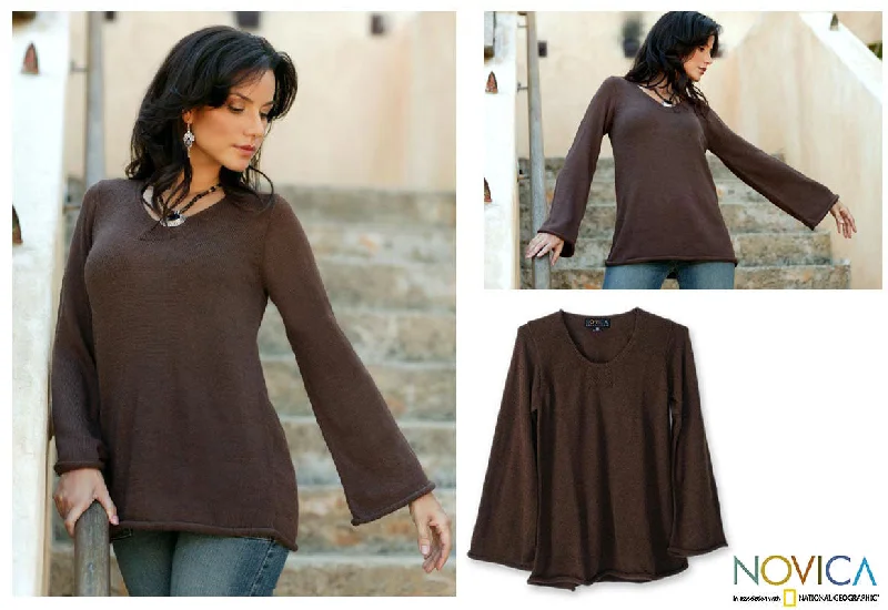 Chocolate Charisma Alpaca Blend Sweater Mesh Blend Leather Blend Suede Blend