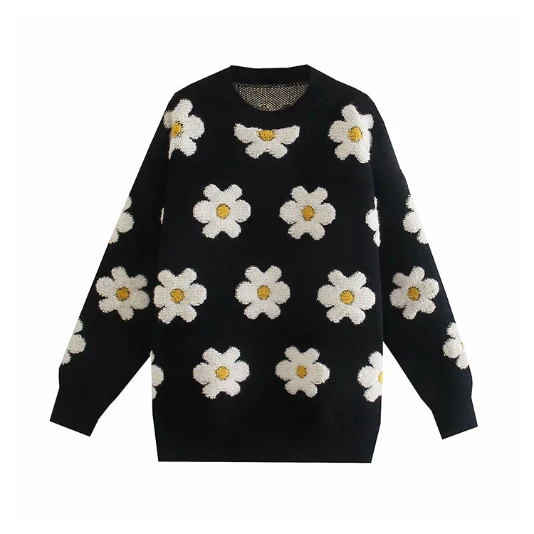Daisy Hand Crocheted lazy wind loose sweater  7315 Spandex Rayon Corduroy
