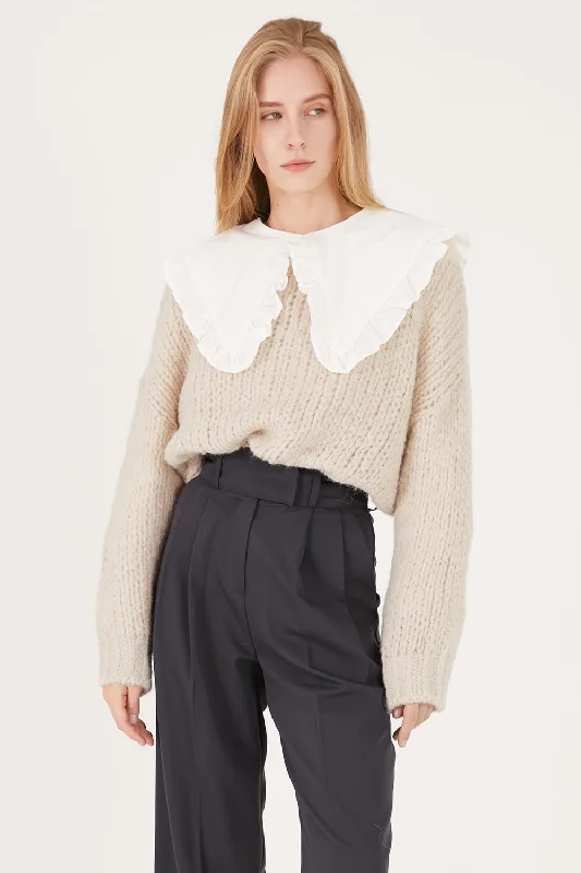 Emery Oversized Net Sweater Open Front Closed Front Wrap Front