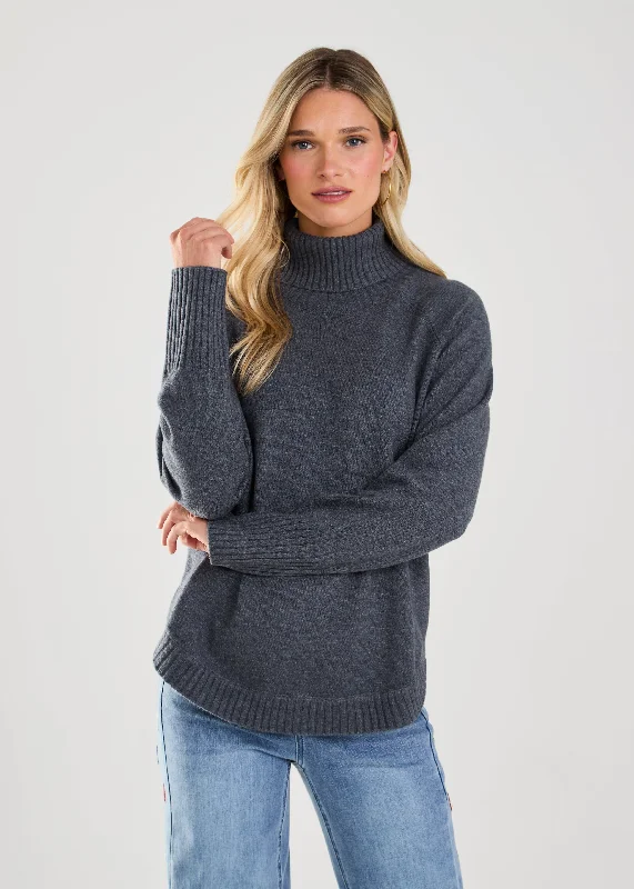 FDJ Dark Gray Heather Long Sleeve Cowl Neck Sweater Layered Multi-layer Single Layer FDJ Dark Gray Heather Long Sleeve Cowl Neck Sweater Layered Multi-layer Single Layer