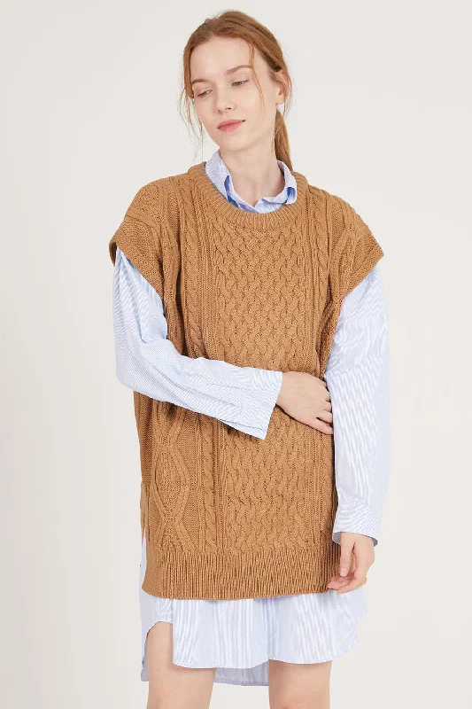 Harper Oversized Sweater Vest Satin Blend Silk Blend Wool Blend