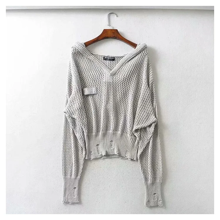 Hong Kong Style Vintage hollowed out Vintage Design Hooded Sweater 7279 Lace Blend Ribbed Blend Corduroy Blend Hong Kong Style Vintage hollowed out Vintage Design Hooded Sweater 7279 Lace Blend Ribbed Blend Corduroy Blend